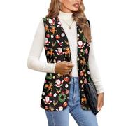 Jekioweii Gilet de costume décontracté pour femme - Coupe ample - Un bouton - Gilet sans manches - Veste habillée, Père Noël renne de Noël, XX-Large