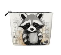 JEKYDOSD Adorable sac de maquillage imitation chanvre avec imprimé raton laveur, étanche, pour la vie quotidienne, les voyages, etc