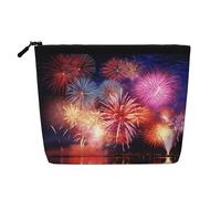 JEKYDOSD Belle trousse de maquillage en chanvre avec imprimé feux d'artifice imperméable pour la vie quotidienne, les voyages, etc