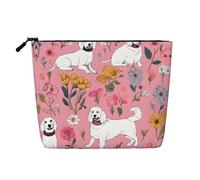 JEKYDOSD Faux sac de maquillage en chanvre avec imprimé bouledogue français et fleurs, étanche, imitation chanvre pour la vie quotidienne, les voyages, et plus encore