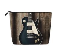 JEKYDOSD Faux sac de maquillage en chanvre avec imprimé guitare musicale imperméable pour la vie quotidienne, les voyages, etc