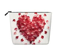 JEKYDOSD Faux sac de maquillage en chanvre avec imprimé pétales floraux en forme de cœur, étanche, pour la vie quotidienne, les voyages, etc