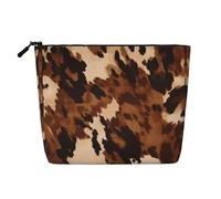 JEKYDOSD Faux sac de maquillage en chanvre marron avec impression artistique et imitation chanvre pour la vie quotidienne, les voyages, etc