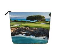 JEKYDOSD Hawaï Beach Golf Course Imprimé Faux Chanvre Sac de Maquillage Imperméable Imitation Chanvre Sac pour la vie quotidienne, Voyage et plus encore