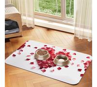 JEKYDOSD Nappe en cuir absorbant en forme de cœur avec imprimé pétales floraux, parfaite pour chiens, chats et autres animaux de compagnie