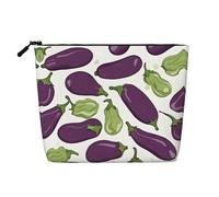 JEKYDOSD Sac de maquillage imitation chanvre avec impression d'aubergine de dessin animé, étanche, pour la vie quotidienne, les voyages, etc
