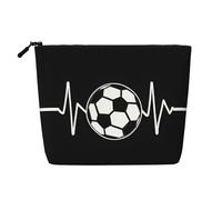 JEKYDOSD Trousse de maquillage imitation chanvre avec imprimé « I Love Soccer », étanche, pour la vie quotidienne, les voyages, etc