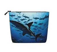 JEKYDOSD Trousse de maquillage imitation chanvre avec motif requins marteaux, étanche, pour la vie quotidienne, les voyages, etc