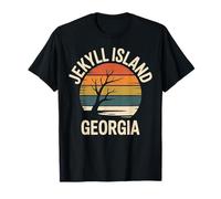 Jekyll Island Georgia Souvenir de Voyage rétro Coucher de Soleil T-Shirt