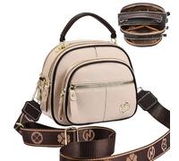 Jelaqmot Bousalutend Crossbody Bag,Classic Multifunctional Compartments Adjustable Wide Shoulder Strap Leather Crossbody Bag (Apricot)