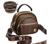 Jelaqmot Bousalutend Crossbody Bag,Classic Multifunctional Compartments Adjustable Wide Shoulder Strap Leather Crossbody Bag (Coffee)