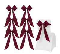 Jelaqmot Christmas Burgundy Velvet Chair Sashes, Velvet Chair Bows for Wedding Party Decorations, Reusable Dining Chairs Ties for Banquet, Birthday, Baby Shower, Holiday Events (6PCS,Burgundy)