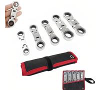 Jelaqmot Dual-Drive Nano Flex-Head Pocket Ratchet,5 Pack Mini Double Box End Ratcheting Wrench Set, For Mechanical Repair, Narrow Spaces Wrenches