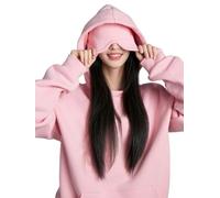Jelaqmot Hoodie with Eye Mask Built in and Pockets, Airplane Mode Travel Hoodies Blanket Hoodie for Women & Men (Pink,m)
