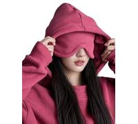 Jelaqmot Hoodie with Eye Mask Built in and Pockets, Airplane Mode Travel Hoodies Blanket Hoodie for Women & Men (Burgundy,m)