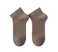 JELID Chaussettes Femme Coton, Chaussettes de Bateau Fines d'été, 5 Paires de Chaussettes en Coton Peu Profondes, Marron cœur Chaud, Taille Unique,Chaussettes De Sport