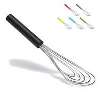 Jell-Cell Fouet Plat Avec Manche en Silicone Antidérapant 25,4 cm - 5 Fils Avec 10 Têtes Pour la Cuisine (Noir)