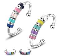 Jellatante Ensemble de bagues rotatives avec perles - Bagues d'humeur rotatives rotatives, cadeaux mignons pour homme et femme, Plastique, Aucune pierre précieuse