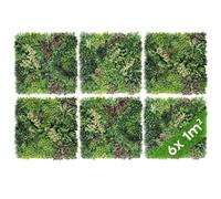JELLE & JACOB Mur Vegetal Artificiel Exterieur et Interieur, 6X Panneau Mur végétal de 100x100 cm -Jungle Urbain-, Facile d'entretien et Durable - pour Une Ambiance Cosy, Plante Murale Artificielle