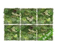 JELLE & JACOB Mur Vegetal Artificiel Exterieur et Interieur, 6X Panneau Mur végétal de 100x100 cm -Prairie d'été-, Facile d'entretien et Durable - pour Une Ambiance Cosy, Plante Murale Artificielle