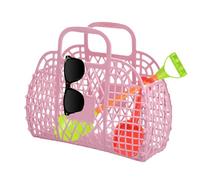 Jelly Bag, Trendy Beach Handbag, Reusable Basket Design with Lightweight Stylish Tote, Fashion Accessories for Women, Children, Girls, Summer, Wedding, Concert, Beach, 9.45x8.27x3.74 inches