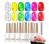 Jelly Gel - Kit de polissage en gel transparent - 6 vernis à ongles colorés et transparents - Modèles de coloriage de 7 ml - Portable - Transparent - Pour femmes et filles