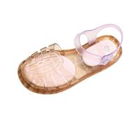Jelly Mesh Ballerines de ballet pour femme et adulte - Sandales creuses en gelée transparente - Ballet de plage - Talon bas - Chaussures d'été confortables à enfiler, kaki, 36 EU Large