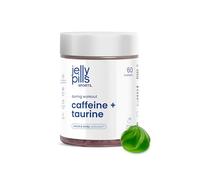 Jelly Pills Caféine + Taurine - 60 gummies véganes - 40 mg de caféine avec taurine et guarana - Énergie et concentration pour l’entraînement - Vitamines C et B6 - Saveur citron - 8 kcal par gummy