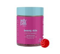 Jelly Pills Gummies Beauté, collagène 500 mg + resvératrol 50 mg, acide hyaluronique & Q10 - 60 gummies sans sucres ajoutés - goût fraise - 2 mois