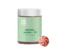 Jelly Pills Gummies Calcium 240 mg + vitamines D3, K2 et ferments - 70 gummies vegan sans sucres ajoutés - goût fraise - ossature et dentition