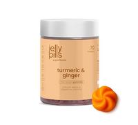 Jelly Pills Gummies curcuma avec gingembre et poivre noir - avec curcumine & pipérine - 70 gummies véganes - sans sucres ajoutés - goût orange - digestion & bien-être