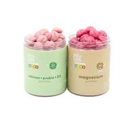 Jelly Pills Kids Pack Croissance & Développement - Calcium avec Probiotiques + Magnésium avec Vitamine B6 - 70 + 70 Gummies Véganes - Sans sucres ajoutés - Saveur Fraise et Fruits des Bois