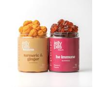 Jelly Pills Pack Défenses & Bien-être Articulaire - Vitamine C + Zinc + Propolis et Curcuma + Gingembre - 70 + 70 Gummies Véganes - Sans sucres ajoutés - Saveur Orange