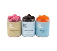Jelly Pills Pack Énergie, Concentration & Bien-être Quotidien - Magnésium 180 mg + Oméga 3 Végane DHA + Crinière de Lion - 70 + 70 + 70 Gummies Véganes - Sans sucres ajoutés - Saveur Fruits des Bois,
