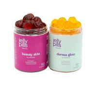 Jelly Pills Pack Soin Avancé de la Peau - Collagène Hydrolysé + Acide Hyaluronique et DERMA Probiotiques - 60 + 70 Gummies Véganes - Sans sucre - Saveur Fraise et Banane