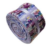 Jelly Roll Tissu 100 % coton, 40 bandes prédécoupées (6,3 x 111,8 cm) pour matelassage et couture - 10 imprimés floraux assortis - Purple Dreams