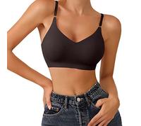 Jelly Soutien-gorge sans armatures col en V Couverture complète Soutien-gorge de yoga Confortable Minimiseur Soutien dorsal Bralette Rembourrée Bretelles réglables élégantes Lingerie, bronze, L