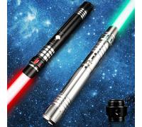 Jellybibo Sabre Laser à 16 Couleurs, Un Sabre Laser Deux-en-Un, Un Sabre Laser de Duel avec 4 Modes et Effets sonores, adapté aux Enfants et aux Adultes, aux fêtes, aux Cadeaux et aux Jeux de rôle (B)