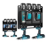 Jellybibo Support mural pour batteries et chargeurs Makita, 3 en 1 Support Mural pour 4 batteries pour Makita DC18RC/DC18RD et perceuse sans fil, support pour batterie 14,4 V/18 V