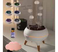 Jellyfel Lampe Qualle, Jellyfell Lamp Diffuser, Newmelo Diffuser, Jellyfuser Lamp, 7 Colors LED Slient Dynamic Jellyfish Mist Flame, Electric Essential Oil Hhumidifier