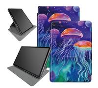 Jellyfish Étui en cuir synthétique pour tablette Fire HD 10 (9e/7e/5ème génération, version 2019/2017/2015), support pliable rotatif à 360 degrés avec fonction veille/réveil automatique