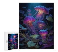 Jellyfish Glow in The Dark -1 Puzzle 1000 Pièces Educa Jouet en Bois Cadeau Unique Décoration Intérieure Jeu Éducatif Challenge Toy Adultes Et Enfants À Partir De 14 Ans 500 PCS