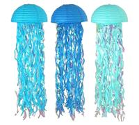 Jellyfish Paper Lanterns, Under The Sea Decor, 6 Piece Reusable Garlands, 10x10x30.98 inches, Lightweight Design, Easy, Perfect for Birthday, Housewarming, Stage Props, Baby Shower, Dining Room