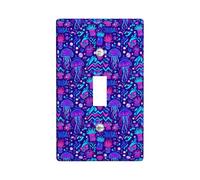 Jellyfish Plaque de protection pour interrupteur simple en plastique Motif vagues de corail estivales Violet Taille standard Décoration pour nouvel appartement, maison, chambre à coucher, bureau