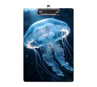 Jellyfish Porte-bloc en acrylique format A4 avec clip profilé en métal, support de dossier suspendu pour enseignant, travailleur social, fournitures de bureau, 21,6 x 31,8 cm