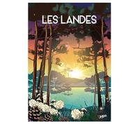 Jellyfish Travel Posters Affiche Les Landes, Papier Mat Premium 250g/m², 40x30 cm, Décoration Murale sans Cadre (70.0, Centimètres, 50.0, Centimètres)