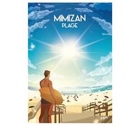 Jellyfish Travel Posters Aurélie Evrard, Affiche Décorative Murale, Art pour Salon, Mimizan Plage, Papier Mat 250g/m², Sans Cadre (70, Centimètres, 50, Centimètres)