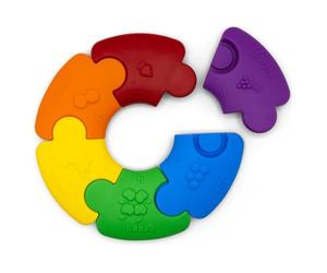 Jellystone Designs Colour Wheel Jouet de dentition en silicone pour bébé Motif chiffres couleurs et fruits 6 mois