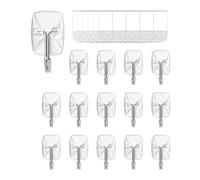 JELLYSUB 15 Crochets, 30 Languettes, Crochet en Fil Métallique Transparents, Crochet Adhesif Mural de Petit Modèle - Pour Accrocher et Décorer Sans Abîmer et Sans Percer