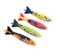 Jelquix 4 Pcs Jouets Torpilles Sous-Marins pour Enfants Jeux de Plongée | Fusées de récupération verticales en plastique lisse, 13 x 3,5 x 2,5 cm, couleurs vives